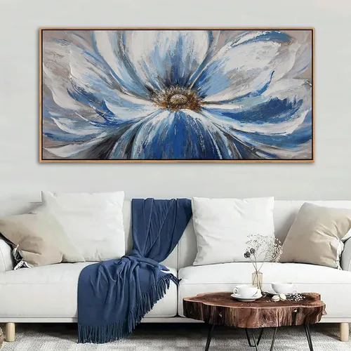Miniatura 7 de Mofutinpo Arte de Pared en Lienzo Azul Decoración de Pared Abstracta Moderna para Sala de Estar Cuadros Contemporáneos para Decoración de Pared