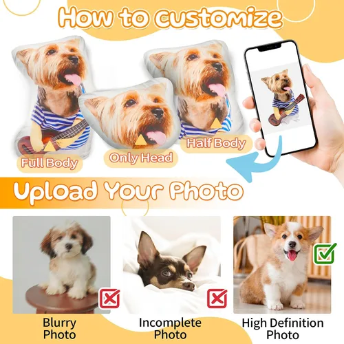 Miniatura 3 de Easycosy Regalos de almohada con foto personalizada, almohada personalizada para mascotas con forma de imagen de tu perro y gato, regalos únicos