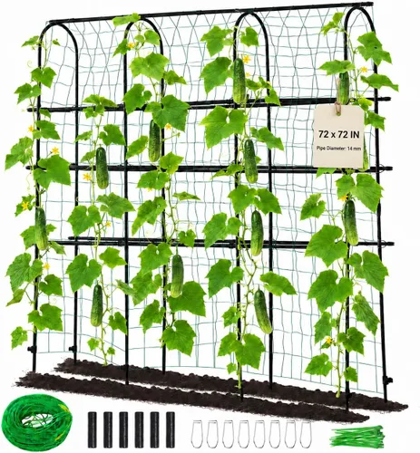 OTOSUNNY Enrejado de Jardín para Plantas Trepadoras al Aire Libre, Túnel de Arco de 6 Pies de Altura, Soporte de Plantas de Marco en A de Metal con