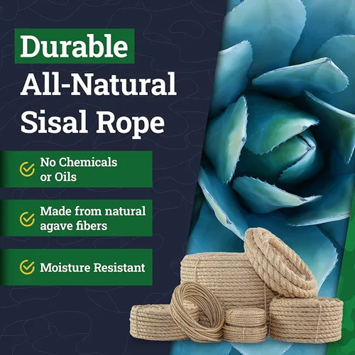 Miniatura 3 de Cuerda de sisal trenzada (3/16 pulgadas - 1 pulgada) - Nudos SGT - Todas las fibras naturales - Resistente a la humedad y a la intemperie - Marina