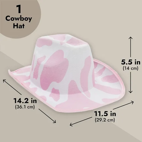Miniatura 3 de Zodaca Sombreros de vaquero para mujeres y hombres, talla única, sombrero de vaquera con estampado de vaca rosa, espuma EVA suave y terciopelo