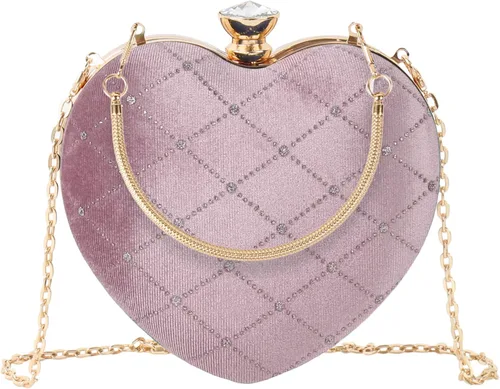 Mily - Bolso de mano con forma de corazón, bolso de hombro tipo mensajero, bolso de noche