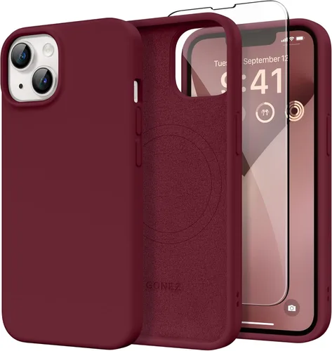 Miniatura 79 de GONEZ Funda de silicona para iPhone 14 Pro Max, compatible con MagSafe, con protector de pantalla + protector de lente de cámara, silicona líquida a