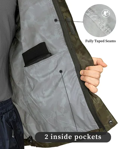 Miniatura 10 de 33,000ft - Chaqueta de lluvia impermeable y plegable para hombre, ligera, con capucha, cortavientos ideal para golf o ciclismo