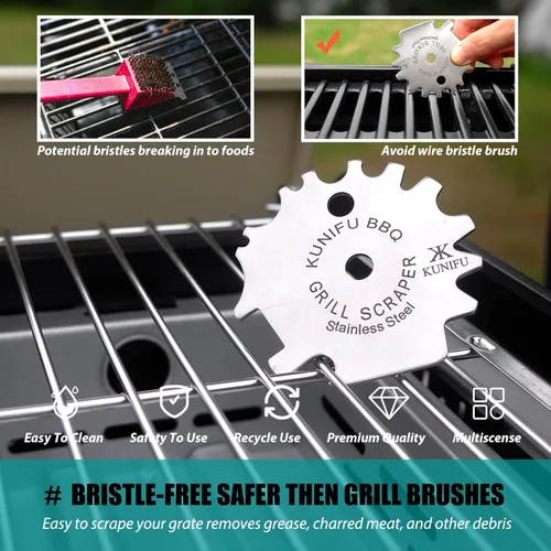 Miniatura 5 de KUNIFU Raspador de parrilla para barbacoa, rellenos de calcetines, sin cerdas para plancha, limpiador de utensilios de cocina, accesorios