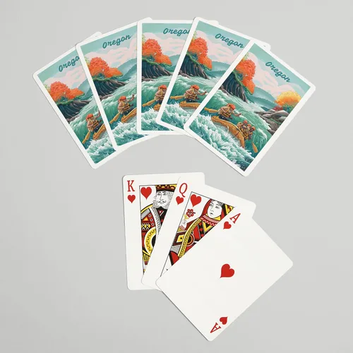 Miniatura 7 de Lantern Press Oregon, Seek Adventure, River Rafting, Fall, 52 Playing Cards for Adults, Poker Size Card Deck