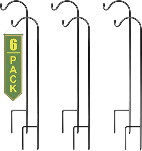 Miniatura 9 de Sorbus® Shepherd's Hooks - Juego de 4 estacas extensibles para macetas de jardín para comederos de pájaros, decoración al aire libre, plantas