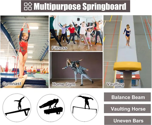 Miniatura 8 de ZIMGOD Escalera de gimnasia junior, trampolín para niños con 2 resortes y alfombra acolchada, equipo deportivo para interiores y exteriores,