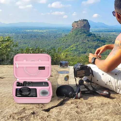 Miniatura 7 de Canboc Funda Portadora para Cámara Sony ZV-1F/ ZV-1/ ZV-1II Vlog Cámara Digital y Kit de Accesorios Vlogger Trípode, Bolsa de Almacenamiento de Rosa