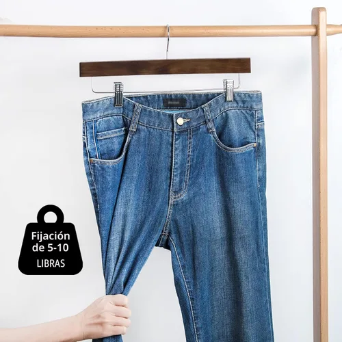 Miniatura 7 de Nature Smile Perchas de madera para pantalones, faldas y pantalones con clips (10 piezas Retro)