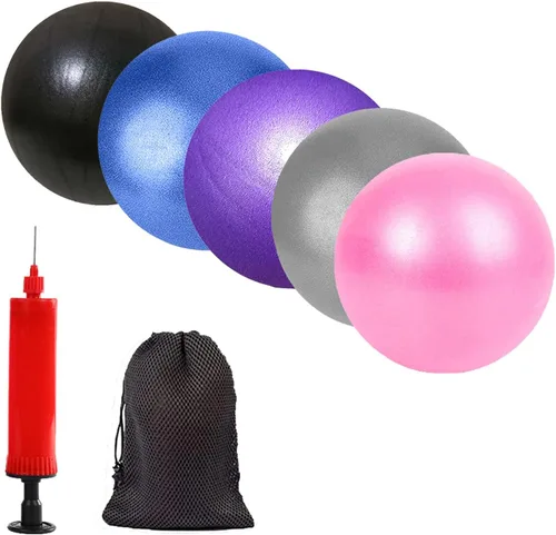 Miniatura 13 de Pequeña pelota de yoga de ejercicio para pilates, barra y terapia física, incluye bomba de aire, antiestallido, fácil de inflar, accesorio