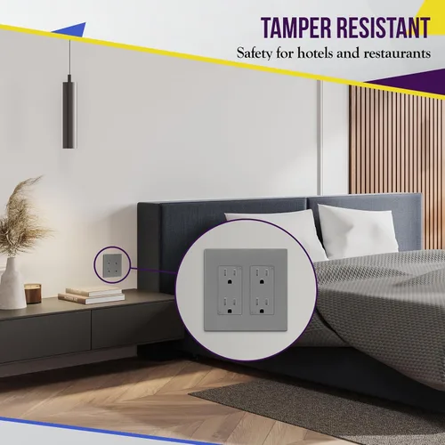 Miniatura 7 de ENERLITES Toma de corriente decorativa de grado industrial, 15A 125V, receptáculo dúplex resistente a manipulaciones, conexión a tierra, 5-15R, 2