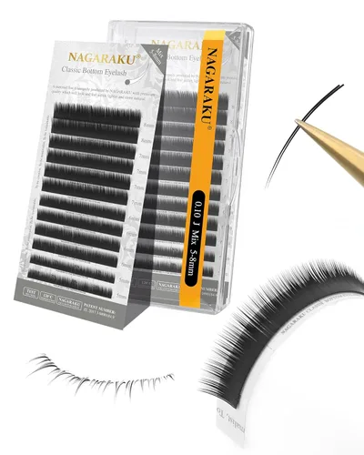 Miniatura 299 de NAGARAKU Extensiones de pestañas, pestañas individuales, 0.05mm, rizo D, 15mm, clásico, negro mate, suave, natural, profesional, 16 filas, 0.05-D
