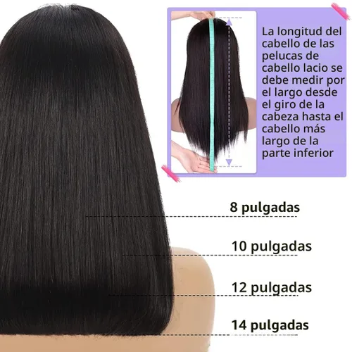 Miniatura 5 de Peluca Bob de 10 Pulgadas de Cabello Humano, Pelucas Frontales de Encaje HD 13x4 de Cabello Humano Pre-Desplumadas, Peluca Bob Corta, Pelucas