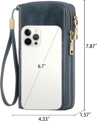 Miniatura 5 de GAEKEAO Cartera de mano para mujer, con bloqueo RFID, de piel, de gran capacidad, con correa de mano
