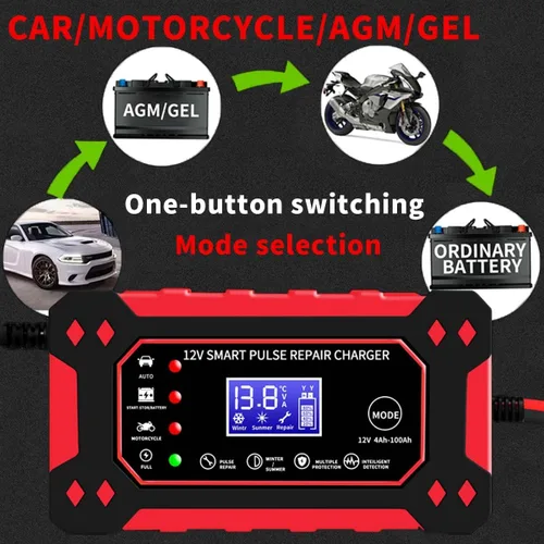 Miniatura 6 de Cargador de batería de automóvil, cargador y mantenedor de goteo de 12 V y 6 amperios, cargador de batería completamente automático inteligente