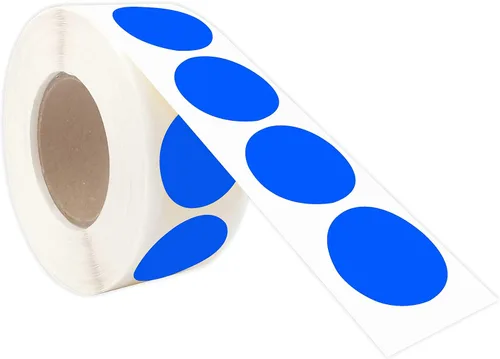 Miniatura 2 de PARLAIM Pegatinas adhesivas permanentes redondas de 1 pulgada con código de color en forma de puntos, 1000 por rollo, caja dispensadora de Azul