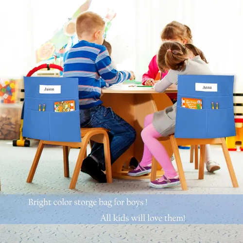Miniatura 4 de Organizador colgante para silla de aula, bolsa de almacenamiento con bolsillo para asiento de estudiante, suministros escolares para niños, 10
