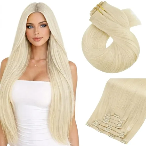 Miniatura 11 de Moresoo Genius - Extensiones de cabello humano real con clip, color negro azabache, invisibles, sin costuras, de trama de piel sintética