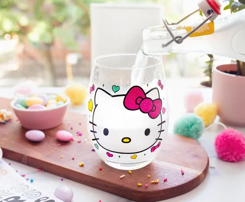 Miniatura 4 de Silver Buffalo Sanrio Hello Kitty You Had Me At Hello Glitter - Vaso de vino sin tallo para cócteles, capacidad para 20 onzas Hello Kitty Me Tuviste