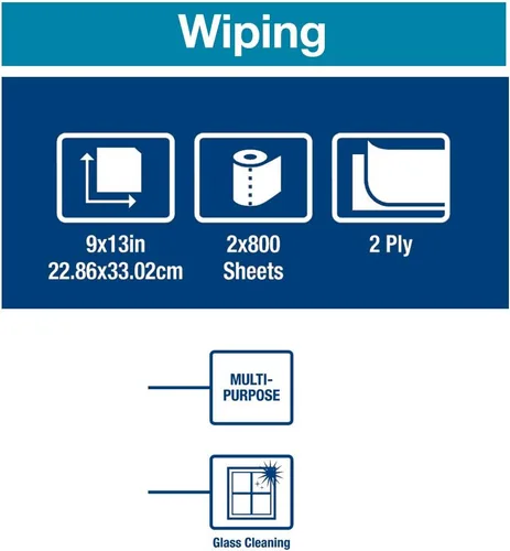 Miniatura 7 de Tork Limpiaparabrisas de papel blanco W1/W2, multiusos, 2 x 800 hojas, 130211B