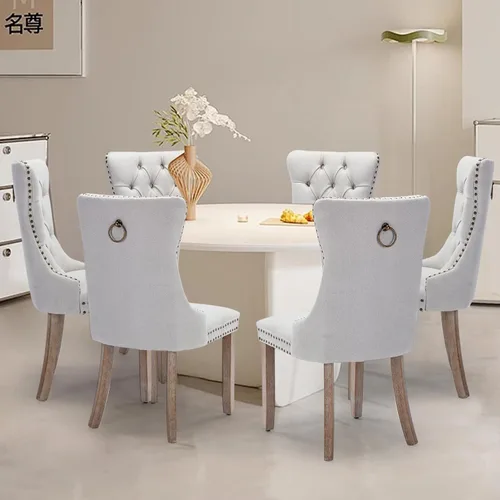 Miniatura 58 de Juego de 2 sillas de comedor tapizadas de terciopelo, sillas laterales de cocina de estilo moderno con ribete de cabeza de clavo y patas de madera
