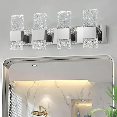 Miniatura 10 de Moderna lámpara LED para tocador de baño, acero inoxidable cromado, 3 lámparas de pared para iluminación de baño, Fuxture sobre espejo, 21.5