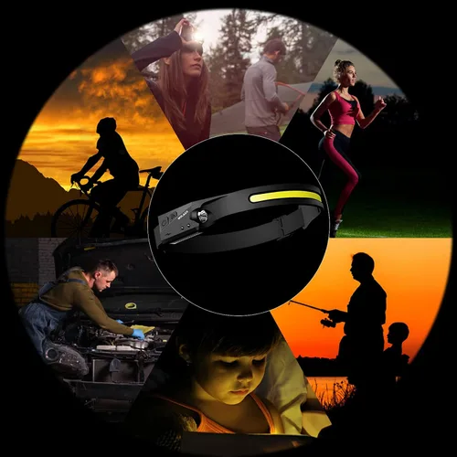 Miniatura 7 de Linterna LED para faros delanteros recargable, paquete de 2 faros delanteros de 230° de haz ancho con sensor de movimiento, lámpara frontal ligera e