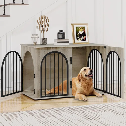 Miniatura 16 de Hzuaneri - Muebles de madera para perros de 26.8 pulgadas, jaula de interior para perros pequeños, jaulas resistentes decorativas para mascotas