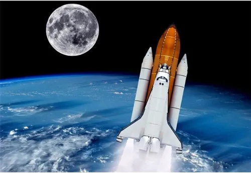 Telón de fondo de cohete del espacio exterior de 5 x 3 pies para fotografía, galaxia planeta 3D, fondo de luna para niños, bebé, astronauta,