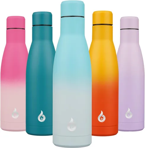 Miniatura 38 de BJPKPK Botella de Agua Aislada 17oz Botellas de Agua de Acero Inoxidable Apta para Lavavajillas Metal Térmica Mantiene Frío y Caliente, Gris Niebla