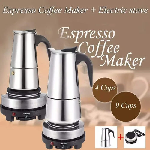 Miniatura 2 de Cafetera portátil de 200/15.2 fl oz para café expreso Moka Pot de acero inoxidable con filtro de estufa eléctrica, percolador, cafetera y tetera