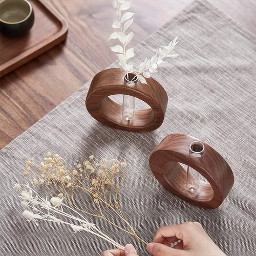 Miniatura 5 de WONQEXZ Jarrón de mesa, moderno jarrón de propagación de macetas bohemias, macetas de interior para decoración de escritorio, florero de madera