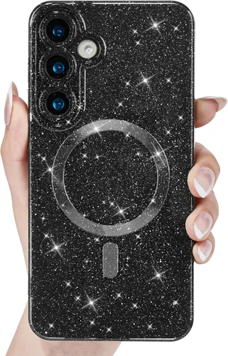 Svanove Funda magnética con purpurina para Samsung Galaxy S22, compatible con Magsafe Cute, brillante, brillante, estética, dura y brillante, para