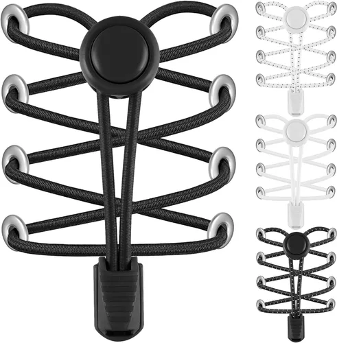 Cordones elásticos para zapatos sin atar, cordones para adultos y niños, 4 pares, cuerdas de zapatos resistentes para tenis
