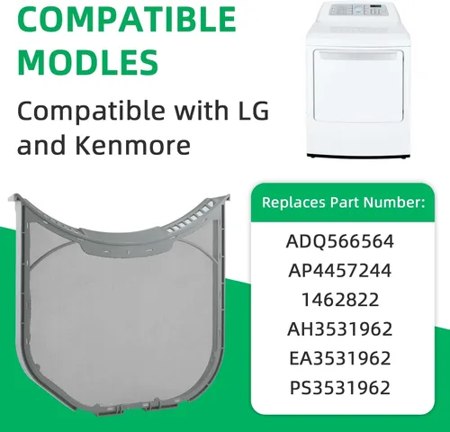 Miniatura 4 de ADQ56656401 Reemplazo del filtro de pelusa para secadora LG Kenmore, con muescas, sustituye a ADQ566564 AP4457244 PS3531962 DLEX3700W DLEX3570W