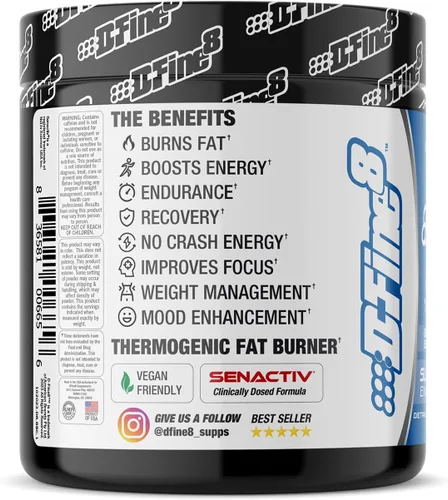 Miniatura 3 de Polvo energético termogénico pre-entrenamiento y suplemento de trituración, aumenta la energía, estado de ánimo y enfoque, sin azúcar, contiene