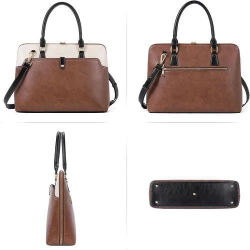 Miniatura 6 de CLUCI Maletín de cuero para mujer 15.6 pulgadas portátil de negocios vintage delgado bolso de hombro de las señoras