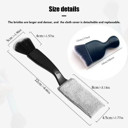 Miniatura 2 de Cepillo de doble cabezal para limpieza de coche, cepillos de automóvil para detallar el interior, cepillos para detalles de automóviles exteriores