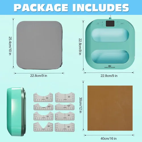 Miniatura 2 de MECOLOUR Máquina de prensa de calor para camisetas, prensa de calor portátil de 9 x 9 pulgadas con alfombrilla de prensa de calor, teflón de PTFE