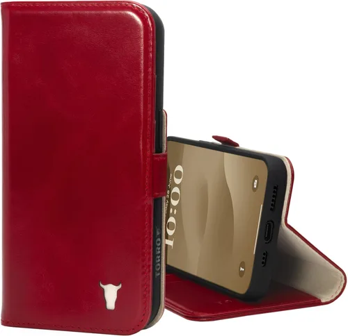 Miniatura 8 de TORRO Funda de cuero premium compatible con iPhone 15 de 6.1 pulgadas, funda de piel auténtica tipo cartera con función atril y ranuras