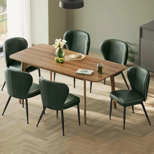 Miniatura 10 de VASAGLE Colección EKHO - Juego de 4 sillas de comedor, sillas tapizadas para cocina, asiento cómodo, cuero sintético con costuras, estilo de marrón