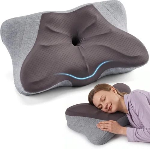 Miniatura 15 de Sweetcrispy Almohada cervical para cuello y hombro, almohadas ergonómicas de espuma viscoelástica, contorno lateral para adultos, soporte ortopédico