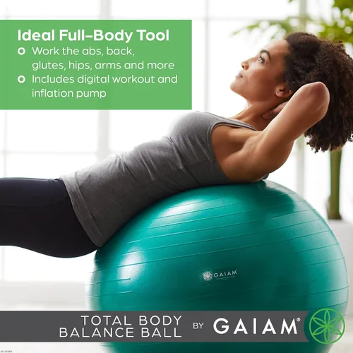 Miniatura 3 de Gaiam Pelota de equilibrio para todo el cuerpo de yoga, antiestallido con bomba de aire para silla de casa, oficina y fitness - Varios tamaños