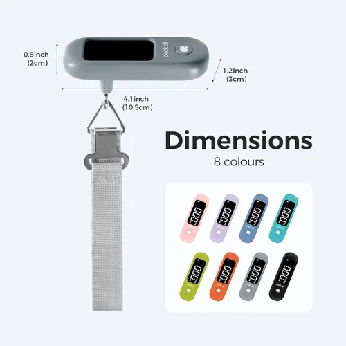 Miniatura 9 de pack all Báscula de equipaje de 110 libras, báscula digital de equipaje de mano, báscula de peso para maleta de viaje con pantalla LCD, batería