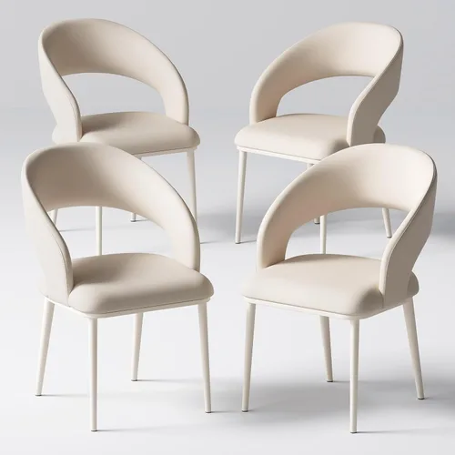 Miniatura 19 de Juego de 2 sillas de comedor color blanco crema, cómodas sillas de oficina con asiento y respaldo de alta elasticidad para sala de estar, Blanco