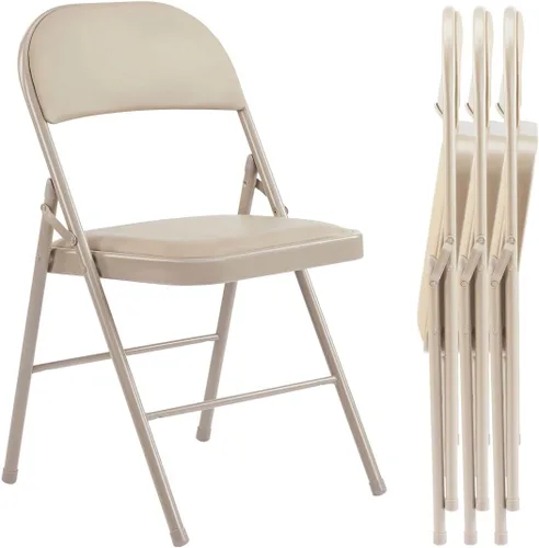 Miniatura 16 de Juego de 2 sillas plegables acolchadas de acrílico apilables portátiles con cojín para actividades al aire libre, reuniones en interiores, salas
