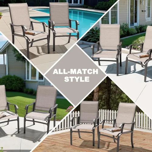 Miniatura 8 de NUU GARDEN Juego de 2 sillas de comedor para patio, sillas de comedor al aire libre con marco recubierto de polvo, sillas de comedor de metal
