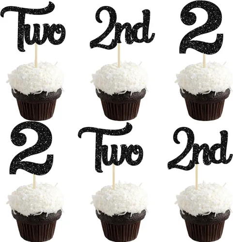 Miniatura 24 de 24 piezas de adornos para cupcakes de tercer cumpleaños, adornos para cupcakes de tercer cumpleaños con purpurina, tres adornos para cupcakes