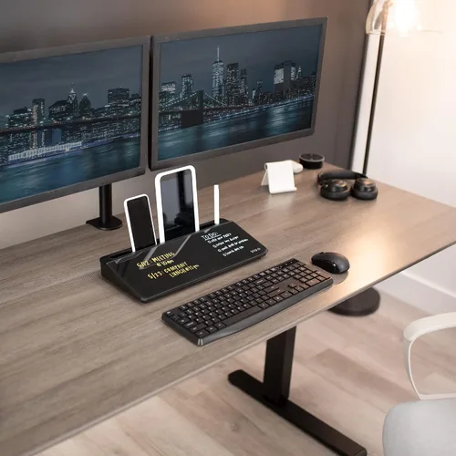 Miniatura 8 de Vivo DESK-WB16B - Pizarra de cristal de borrado en seco de 16 x 7 pulgadas con almacenamiento, organizador de pizarra blanca de escritorio